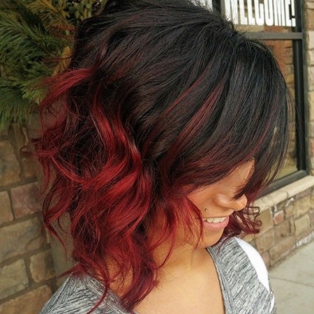Black to Red Ombre Short Hair