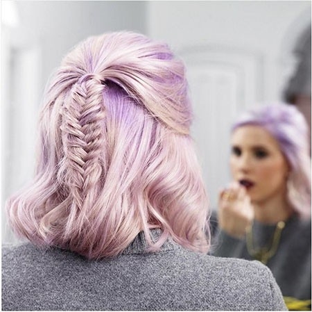 Braided Hair with Violet Highlights