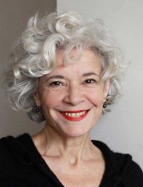 Curly Short Hairstyle for Older Women Over