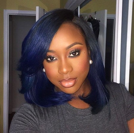Cute Layered Bob with Blue Highlights
