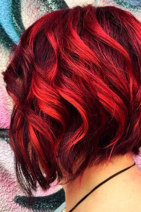 Dark Red Hair with Bright Red Highlights