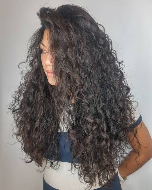 Espresso Brown Curly Permed Hairstyle