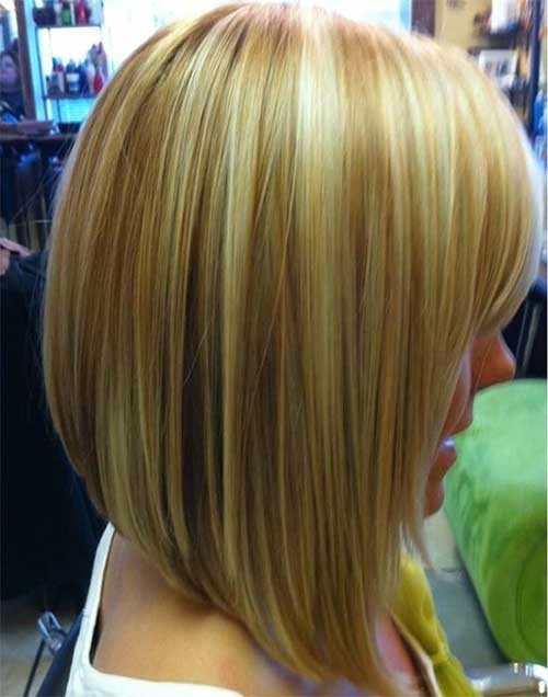 Long Inverted Blonde Colored Bob