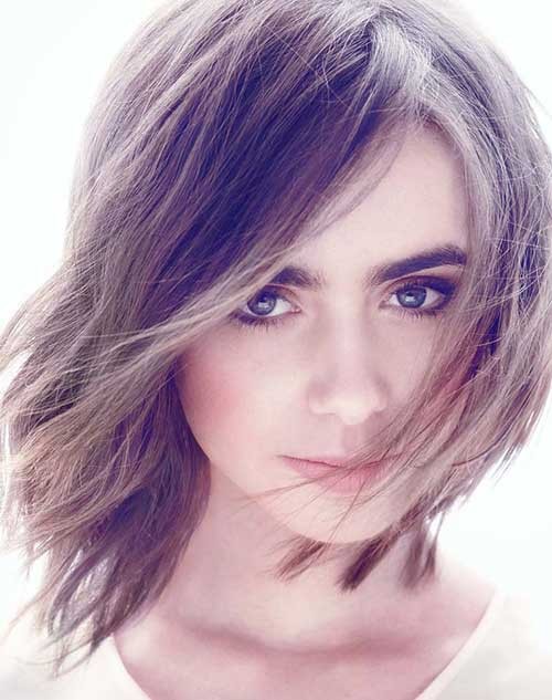 Lily Collins Dramatic Shaggy Hairstyle