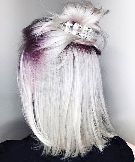 Purple Roots Silver Hair