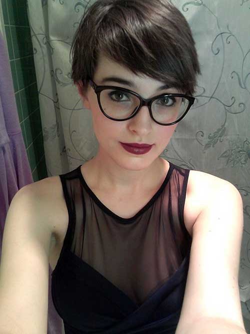 Short Fine Pixie Haircut with Glasses