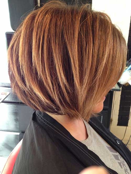 Stacked Bob Haircut with Blonde Highlights