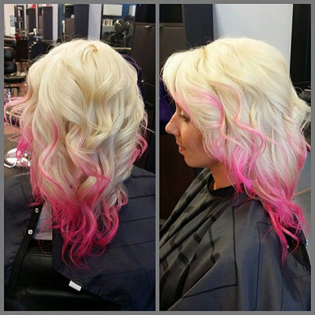 Blonde Hair with Hot Pink Highlights