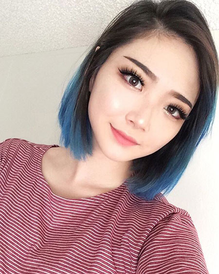 Short Hair with Blue Tips