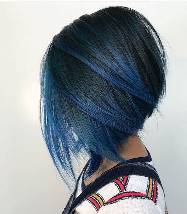 Bob Hairstyle with Blue Highlights