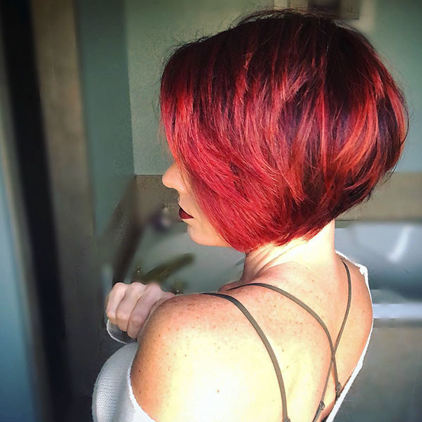 Red Bob Hair with Highlights