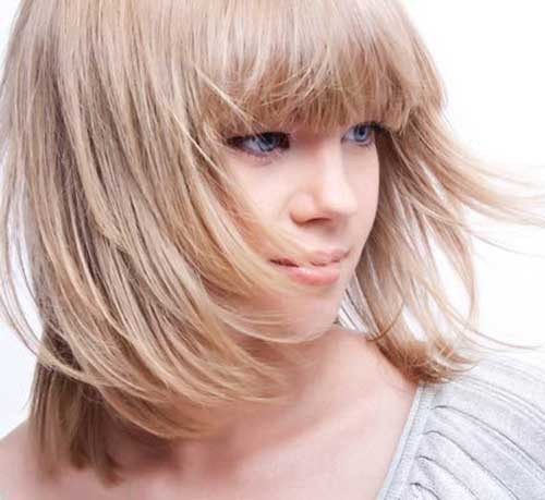Long Layered Bob Hairstyle with Bangs for Fine Hair