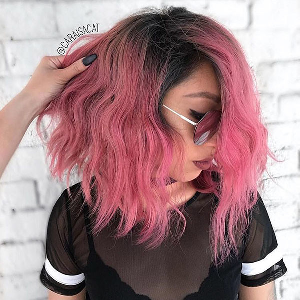 Pink Bob with Dark Roots