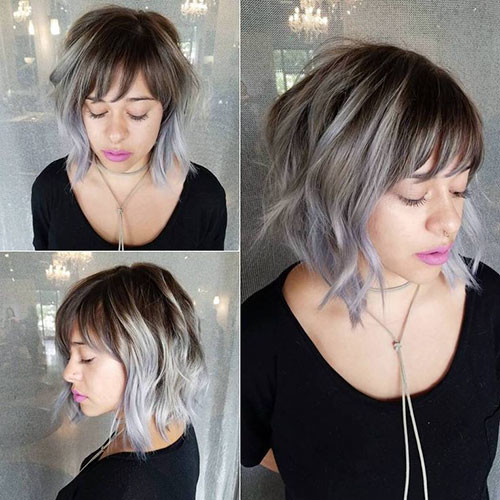 23 short layered curly hair with bangs