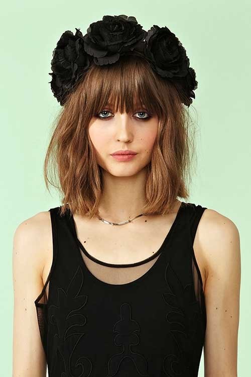 Bob Cut with Bangs and Flower Headbands