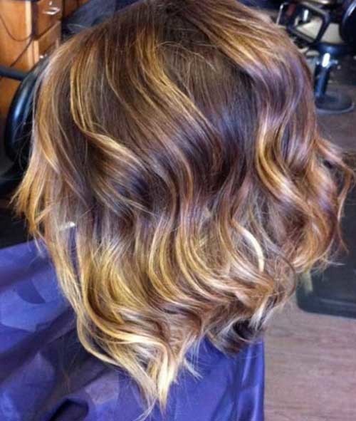 Cute Wavy Inverted Bob Hairstyle with Ombre