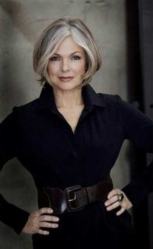 Short Grey Hair with Highlights for Women Over 50