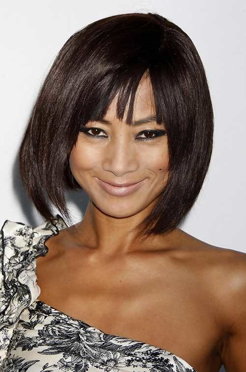 Short Layered Bob Hairstyle with Bangs for Asian Girls