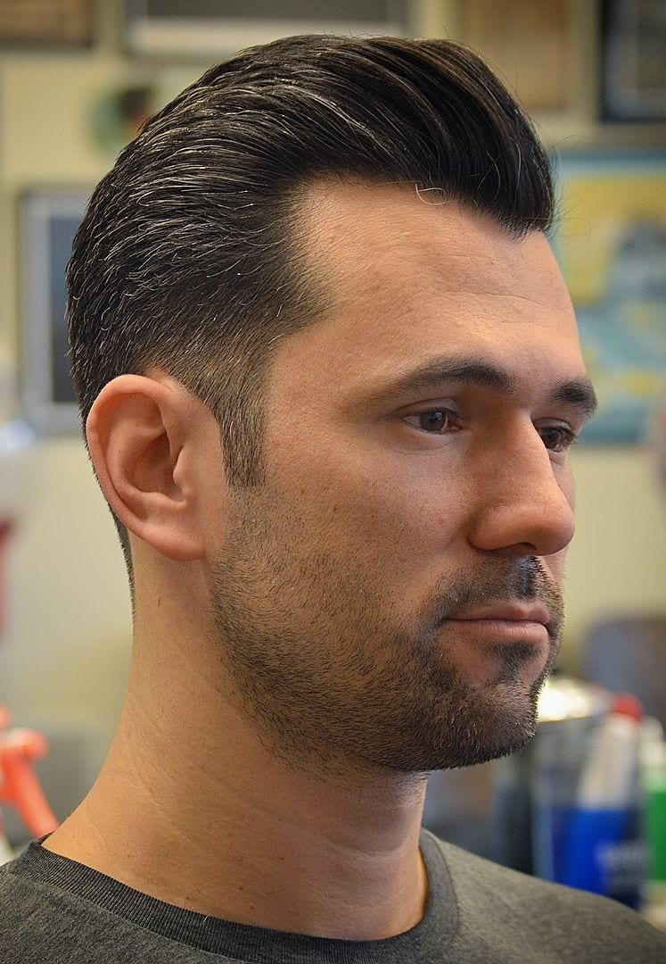 Tapered Pompadour with Widows Peak
