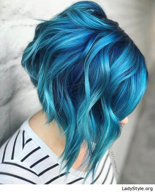 17 short hair with blue highlights