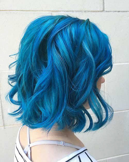 26 short hair with blue highlights