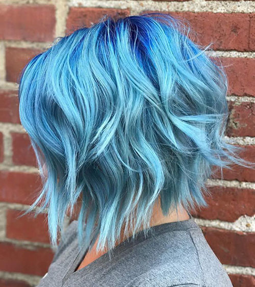 31 short hair with blue highlights