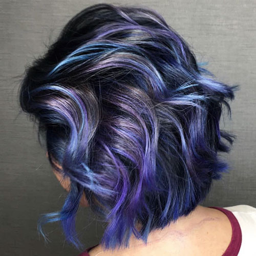 34 purple and blue short hair