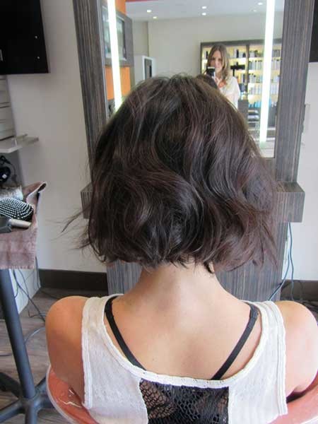Back View of Simple Wavy Bob Hairstyle