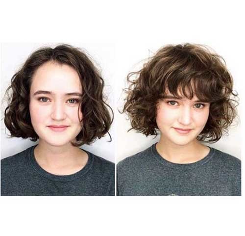 Bob Hairstyle with Bangs for Curly Hair