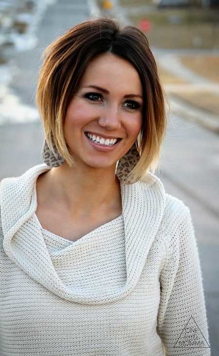 Fantastic Auburn Brown Bob Hairstyle with Light Blonde Fringes