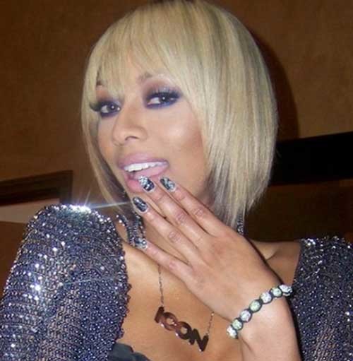 Keri Hilson Blonde Straight Bob Hair with Layers and Bangs
