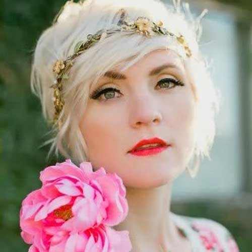 Long Pixie Hairstyle with Flowered Headband