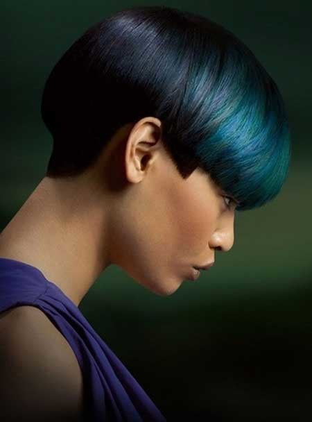 Nice and Sleek Pixie Cut with Different Hues of Blue