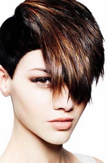 Rebellious Black Pixie Cut with Awesome Bangs and Tinges