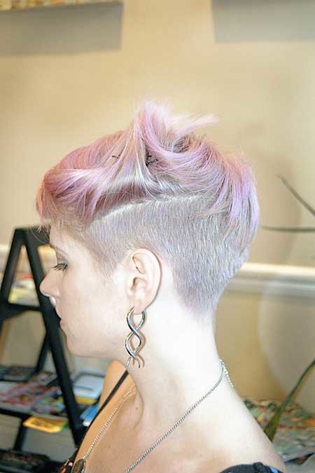 Unique Pixie Cut with Cool Hues of Gray Pink and other Colors