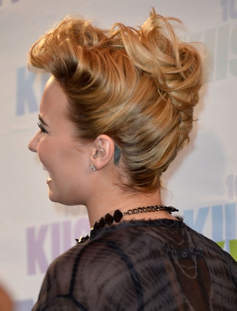 2014 Demi Lovato Hairstyles French Twist Updo