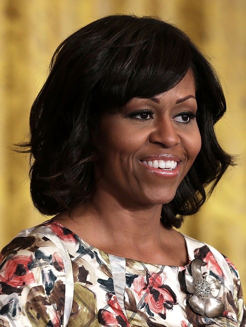 2014 Michelle Obama Medium Hairstyles – Big Wavy Hairstyle for Black Women