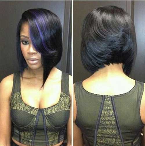 Asymmetrical Dark Short Bob Cut for Black Women