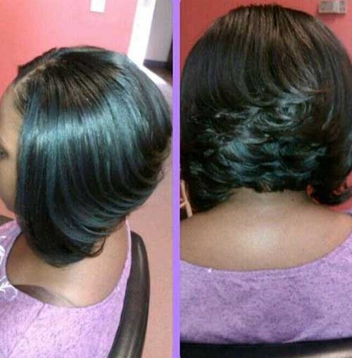 Black Feathered Bob Hairstyle Back and Side