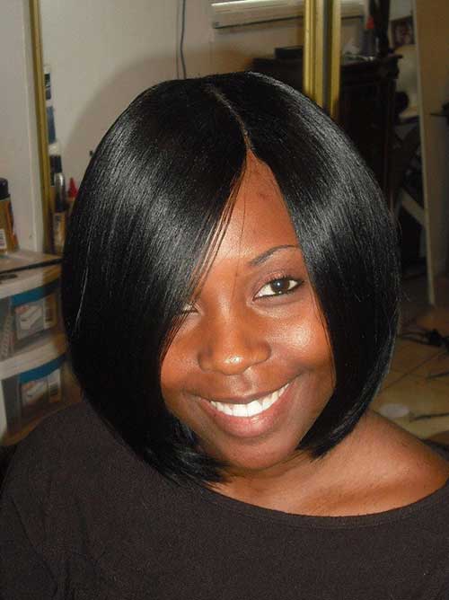 Black Straight Short Bob with Weave Hairstyle