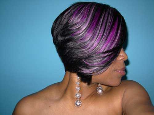 Colored Short Feathered Bob Hairstyle for Black Women