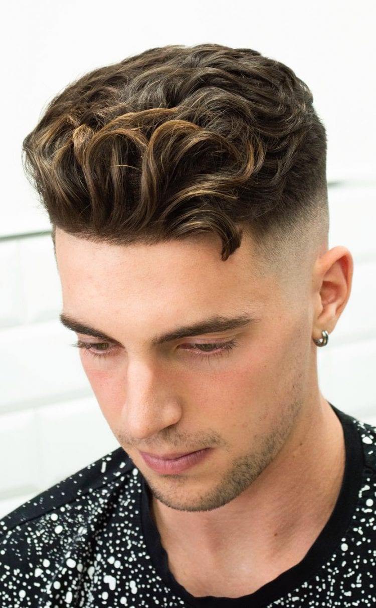 Curly Undercut with a Disconnected Fade Line up