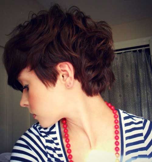 Dark Red Short Curly Layered Pixie Haircut
