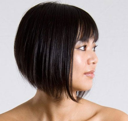 Nice and Charming Graduated Bob Hair with Cool Strands of Straight Black Hair