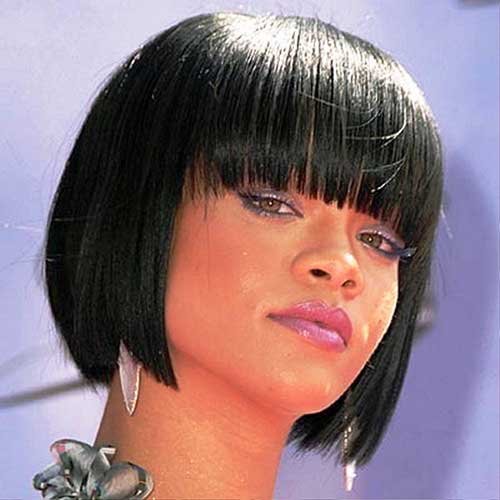 Rihanna Straight Blunt Bob with Bangs