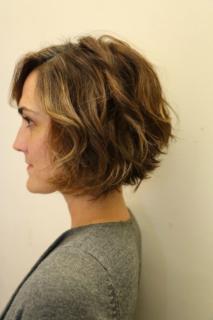 Short Curly Layered Bob Hairstyle Back View