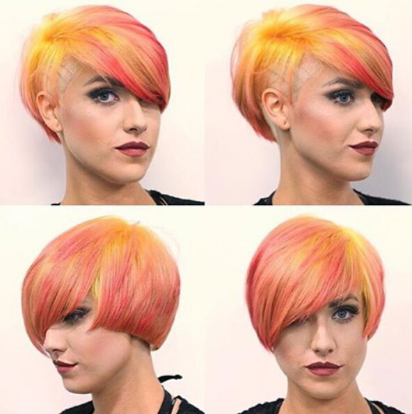 Short Layered Hairstyle for Rainbow Hair