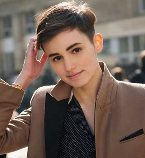 Straight Short Brown Pixie with Undercut