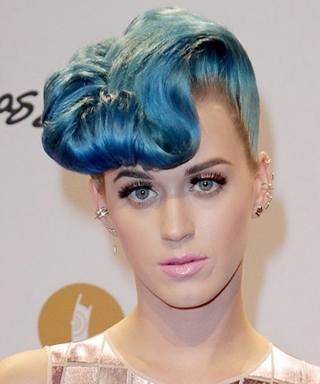 The Blue Colored Curled Mohawk Style