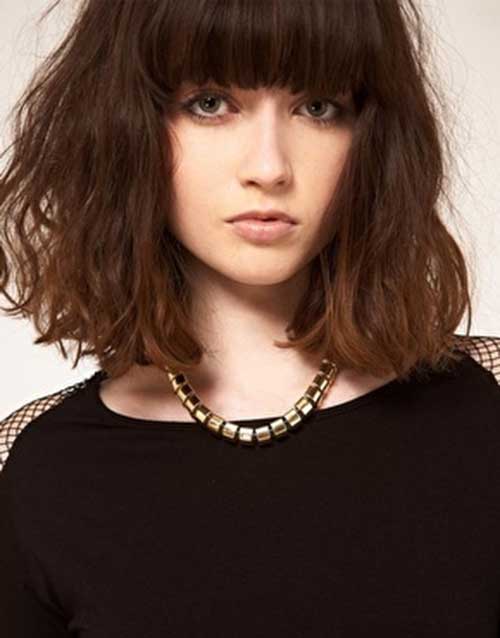 Thick Short Wavy Hairdo With Bangs 1